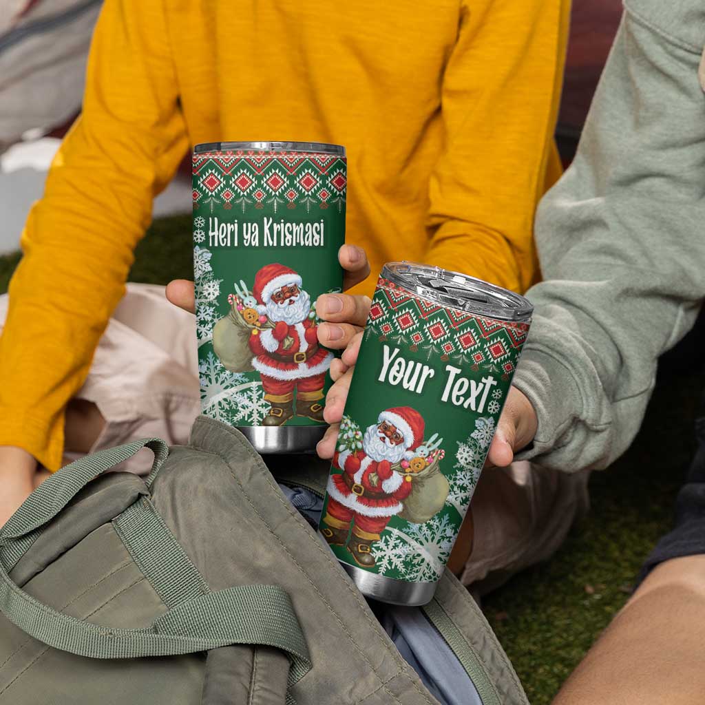 Personalized Kenya Christmas Tumbler Cup African Santa Claus - Heri ya Krismasi - Wonder Print Shop