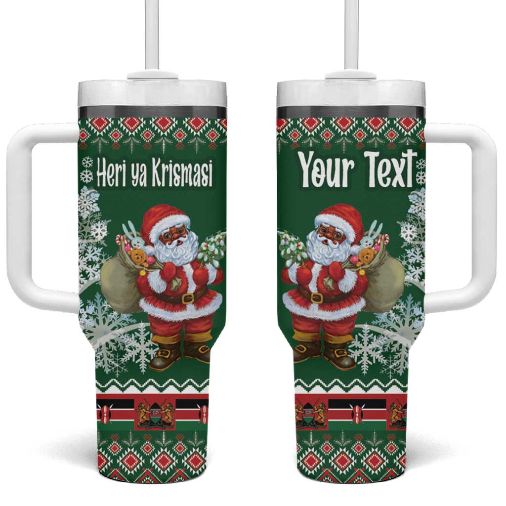 Personalized Kenya Christmas Tumbler With Handle African Santa Claus - Heri ya Krismasi - Wonder Print Shop