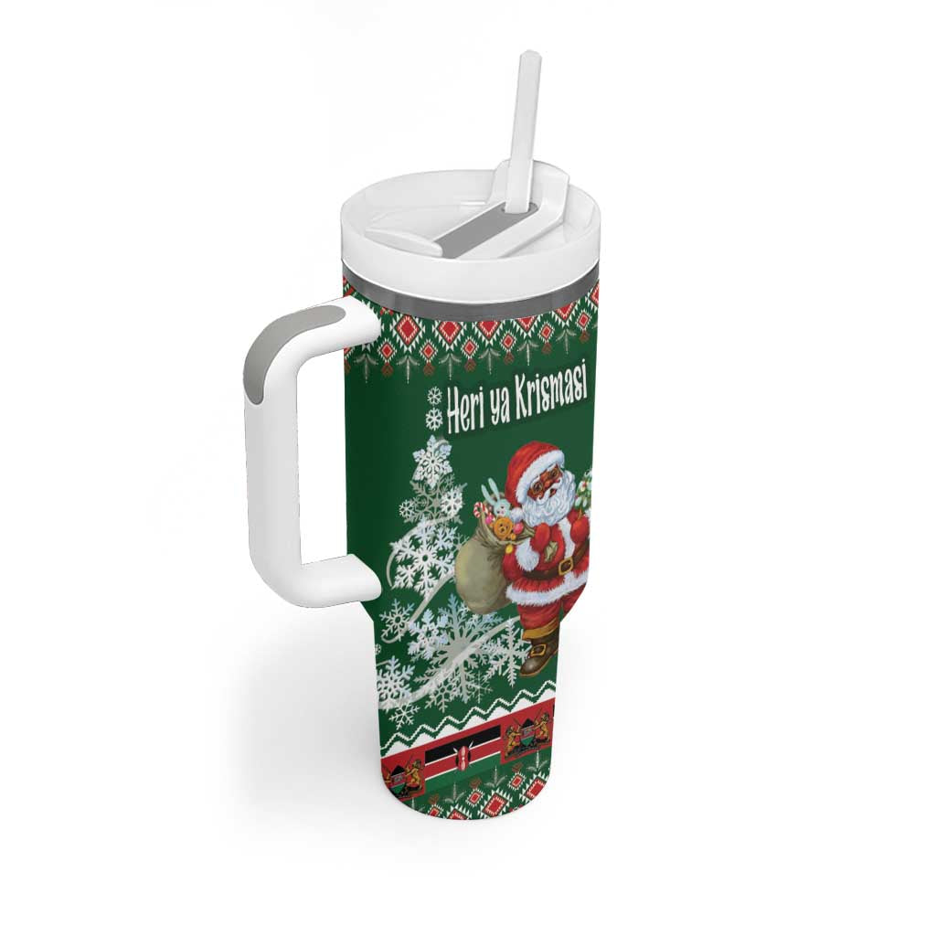 Personalized Kenya Christmas Tumbler With Handle African Santa Claus - Heri ya Krismasi - Wonder Print Shop