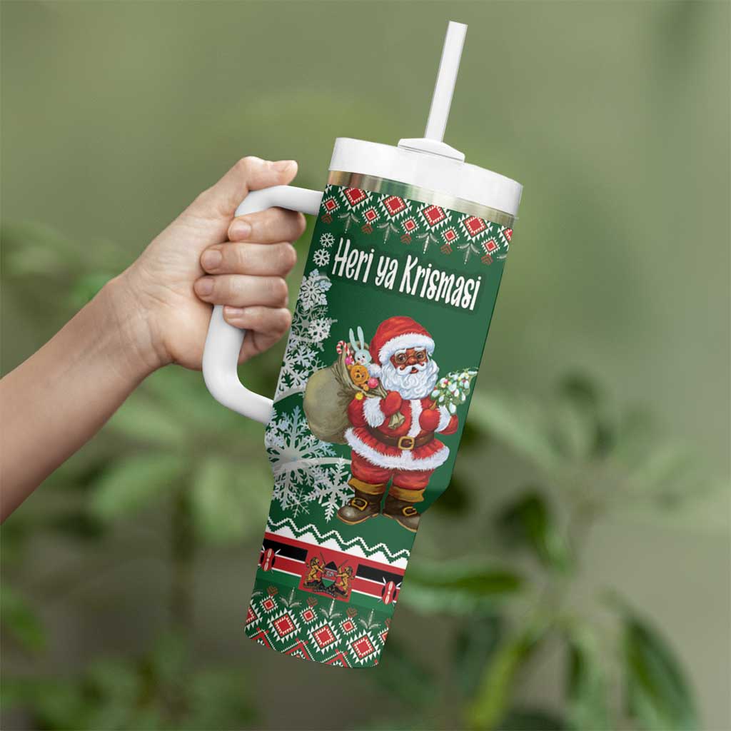 Personalized Kenya Christmas Tumbler With Handle African Santa Claus - Heri ya Krismasi - Wonder Print Shop