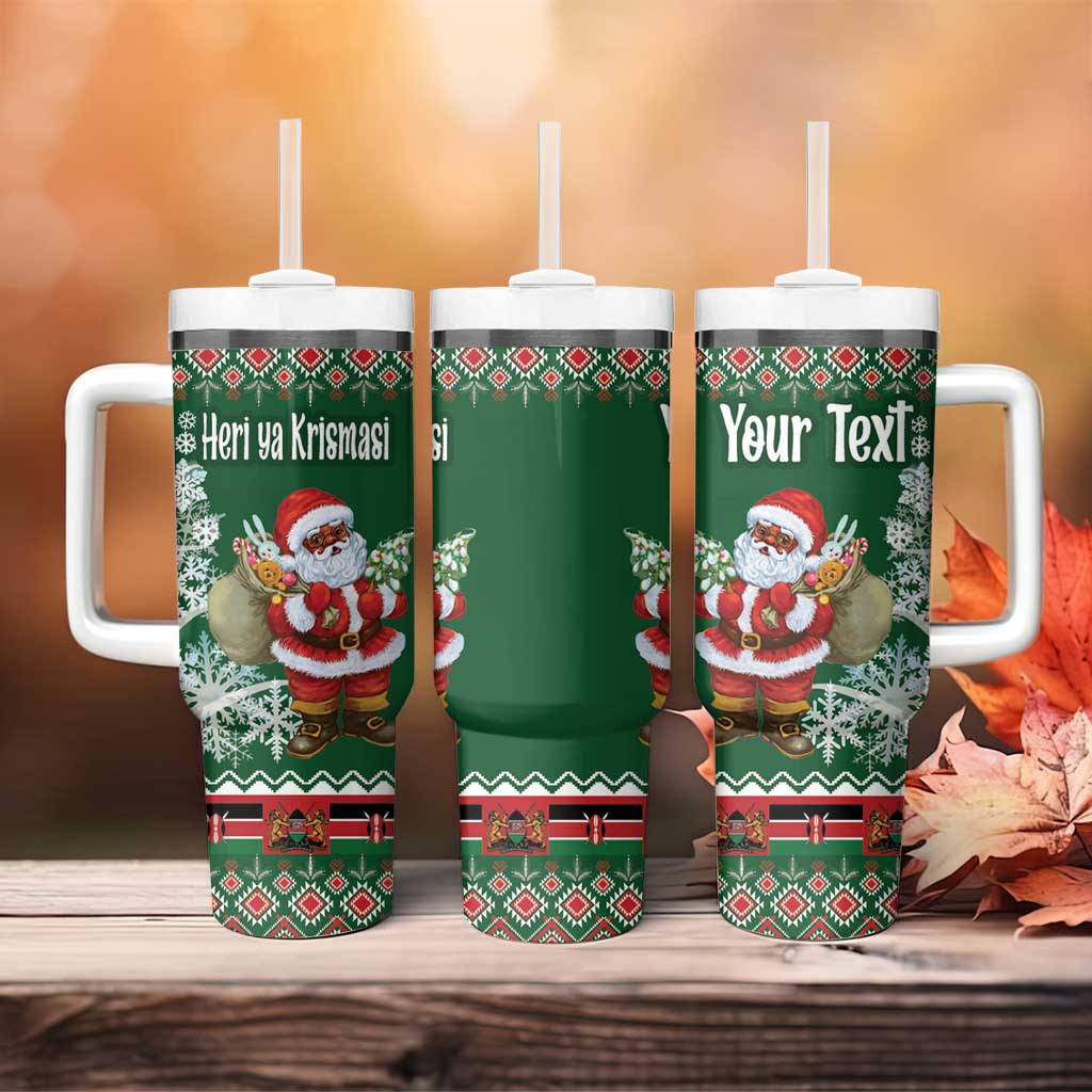 Personalized Kenya Christmas Tumbler With Handle African Santa Claus - Heri ya Krismasi - Wonder Print Shop