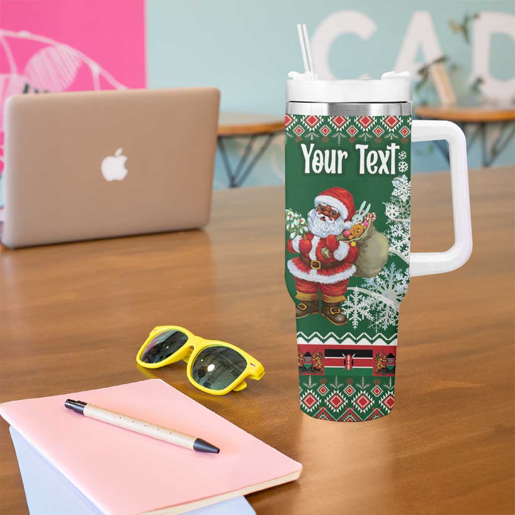 Personalized Kenya Christmas Tumbler With Handle African Santa Claus - Heri ya Krismasi - Wonder Print Shop