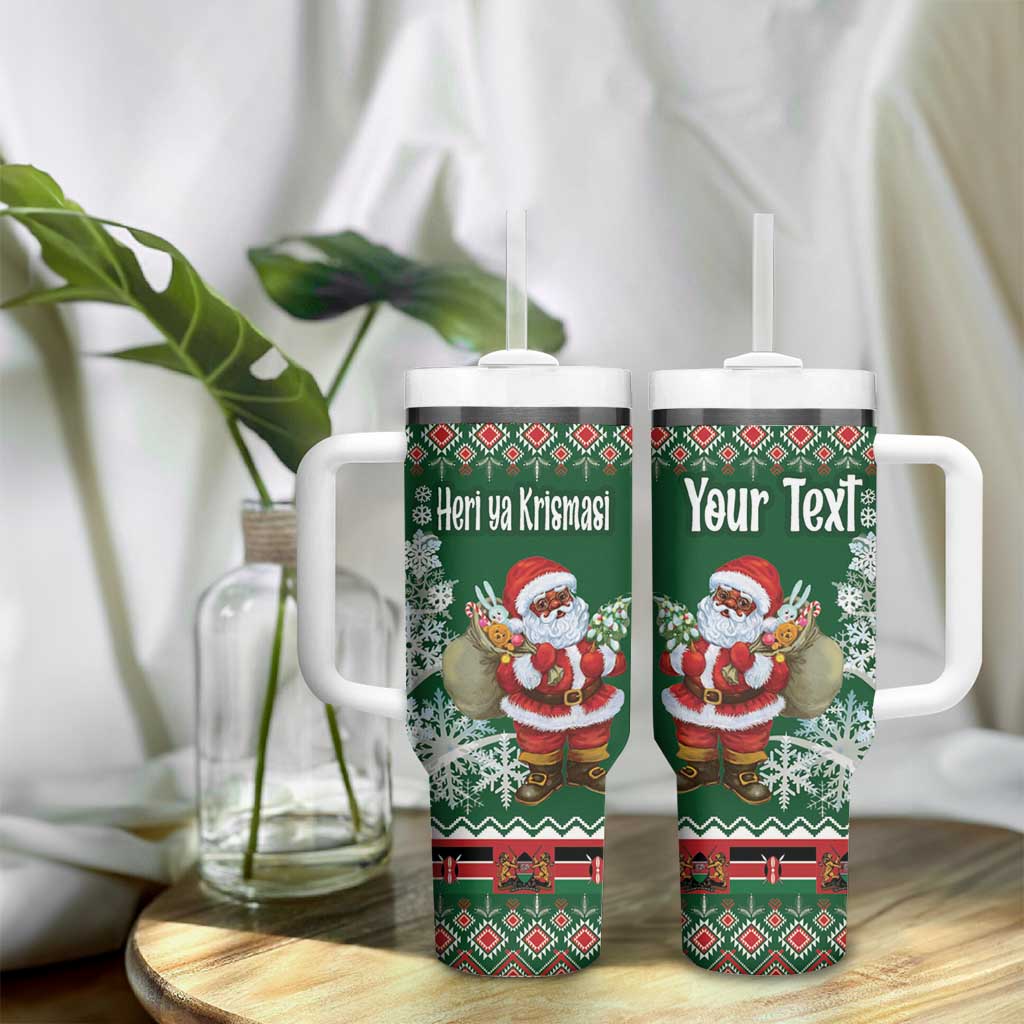 Personalized Kenya Christmas Tumbler With Handle African Santa Claus - Heri ya Krismasi - Wonder Print Shop