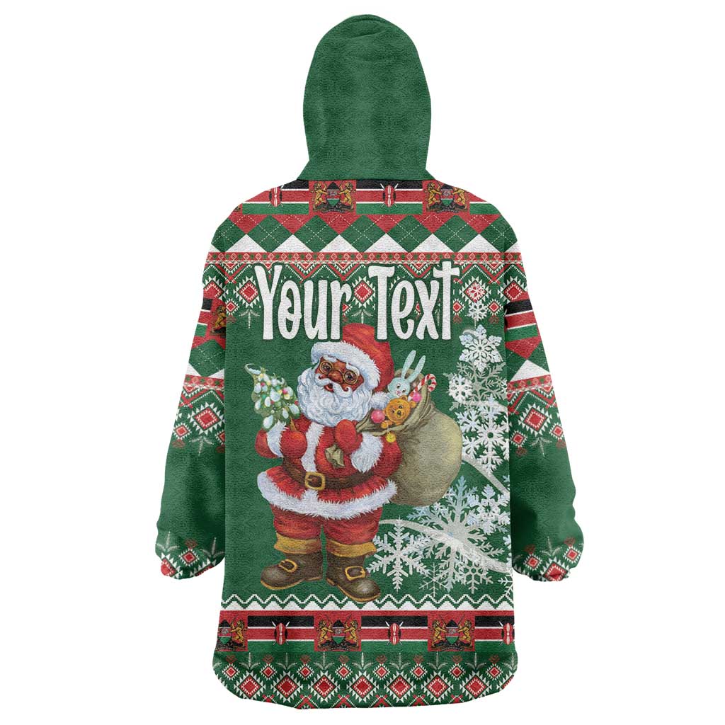 Personalized Kenya Christmas Wearable Blanket Hoodie African Santa Claus - Heri ya Krismasi - Wonder Print Shop