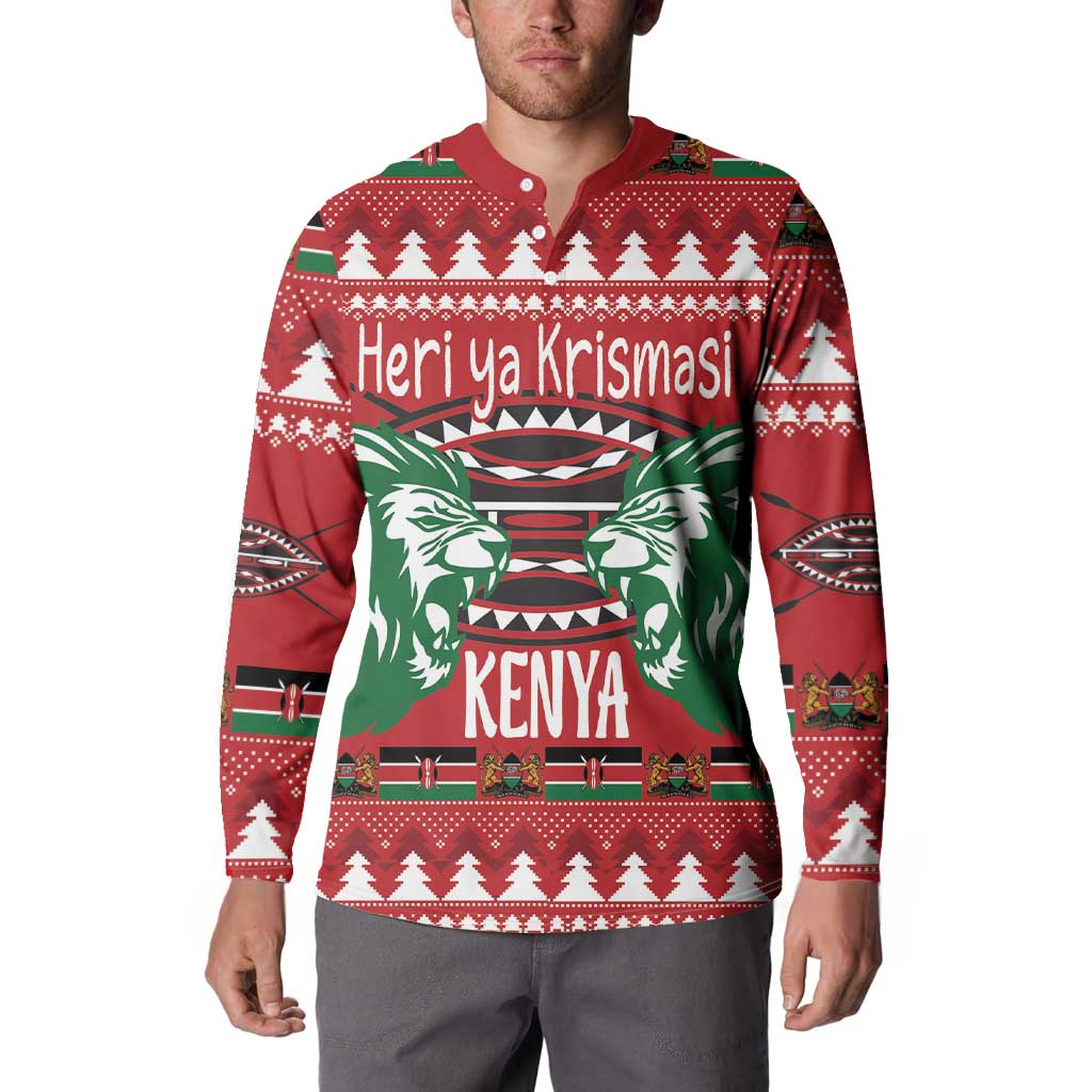 Kenya Christmas Lion Button Sweatshirt Heri ya Krismasi - Wewe pia - Wonder Print Shop