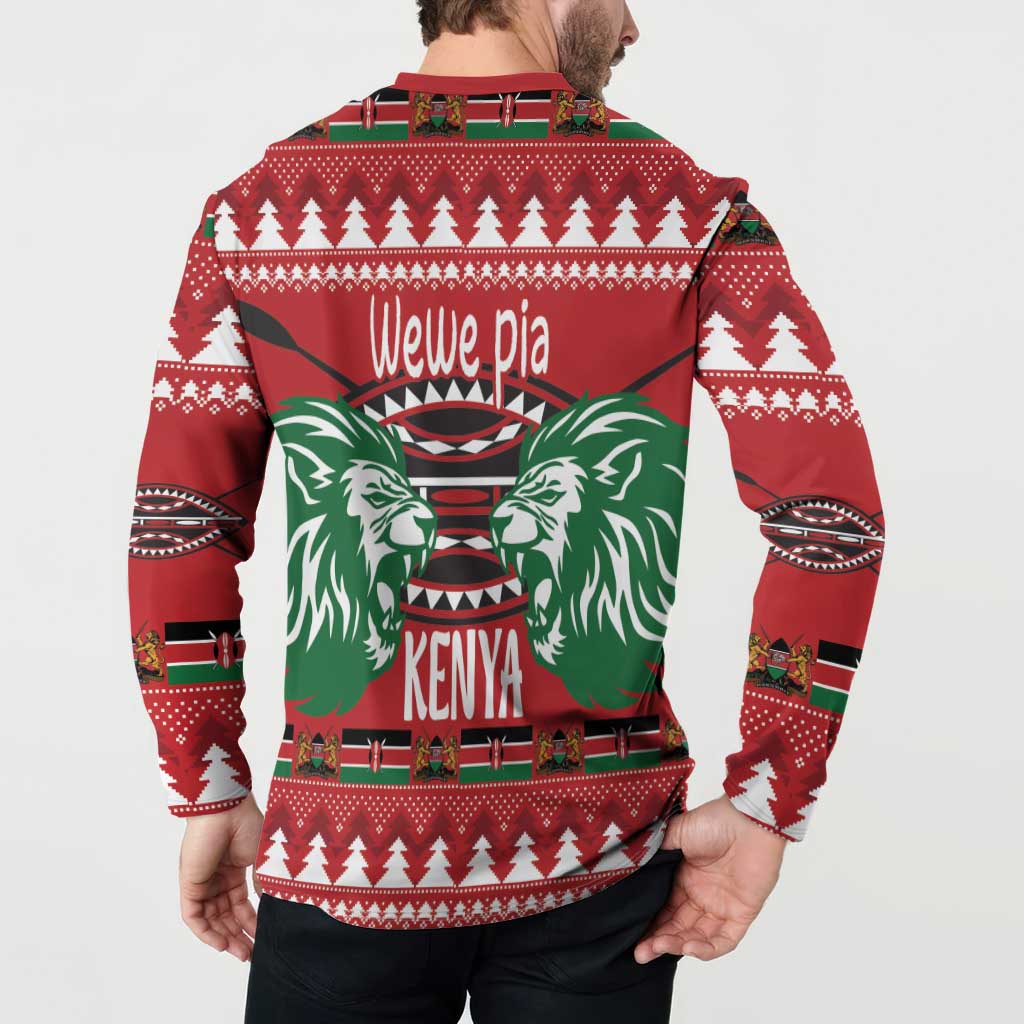 Kenya Christmas Lion Button Sweatshirt Heri ya Krismasi - Wewe pia - Wonder Print Shop