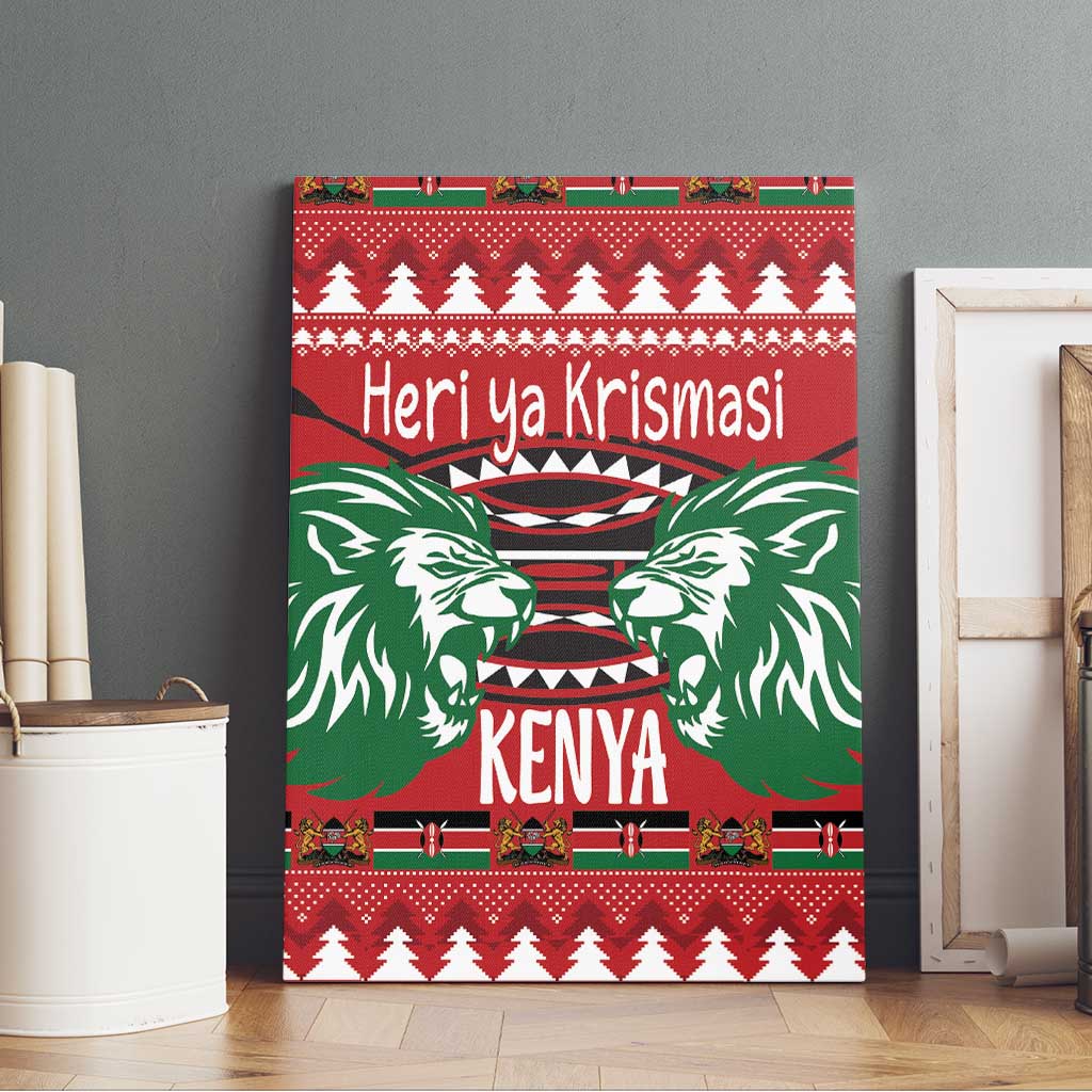 Kenya Christmas Lion Canvas Wall Art Heri ya Krismasi - Wewe pia - Wonder Print Shop
