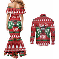 Kenya Christmas Lion Couples Matching Mermaid Dress and Long Sleeve Button Shirt Heri ya Krismasi - Wewe pia