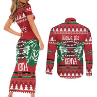 Kenya Christmas Lion Couples Matching Short Sleeve Bodycon Dress and Long Sleeve Button Shirt Heri ya Krismasi - Wewe pia - Wonder Print Shop