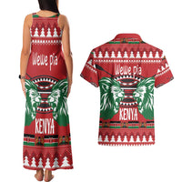 Kenya Christmas Lion Couples Matching Tank Maxi Dress and Hawaiian Shirt Heri ya Krismasi - Wewe pia - Wonder Print Shop