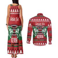 Kenya Christmas Lion Couples Matching Tank Maxi Dress and Long Sleeve Button Shirt Heri ya Krismasi - Wewe pia - Wonder Print Shop