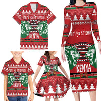 Kenya Christmas Lion Family Matching Long Sleeve Bodycon Dress and Hawaiian Shirt Heri ya Krismasi - Wewe pia - Wonder Print Shop