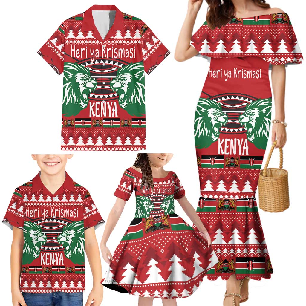 Kenya Christmas Lion Family Matching Mermaid Dress and Hawaiian Shirt Heri ya Krismasi - Wewe pia - Wonder Print Shop