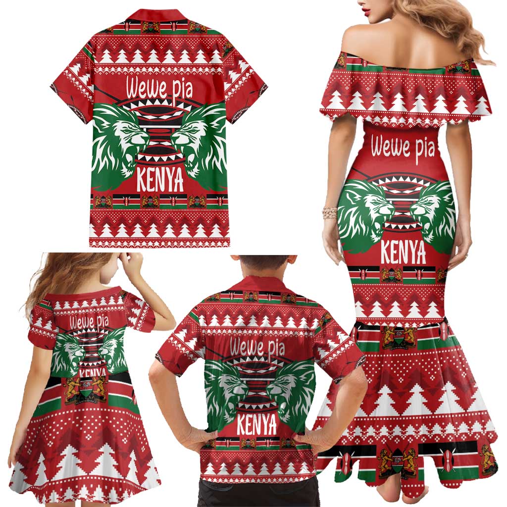 Kenya Christmas Lion Family Matching Mermaid Dress and Hawaiian Shirt Heri ya Krismasi - Wewe pia - Wonder Print Shop