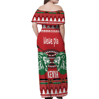 Kenya Christmas Lion Family Matching Off Shoulder Maxi Dress and Hawaiian Shirt Heri ya Krismasi - Wewe pia - Wonder Print Shop