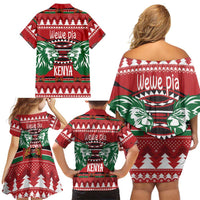 Kenya Christmas Lion Family Matching Off Shoulder Short Dress and Hawaiian Shirt Heri ya Krismasi - Wewe pia - Wonder Print Shop