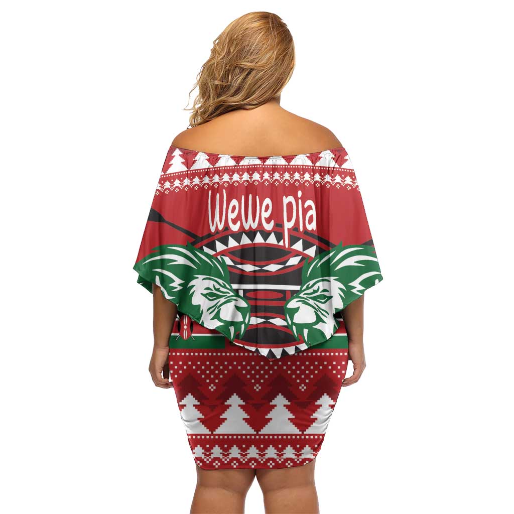 Kenya Christmas Lion Family Matching Off Shoulder Short Dress and Hawaiian Shirt Heri ya Krismasi - Wewe pia - Wonder Print Shop