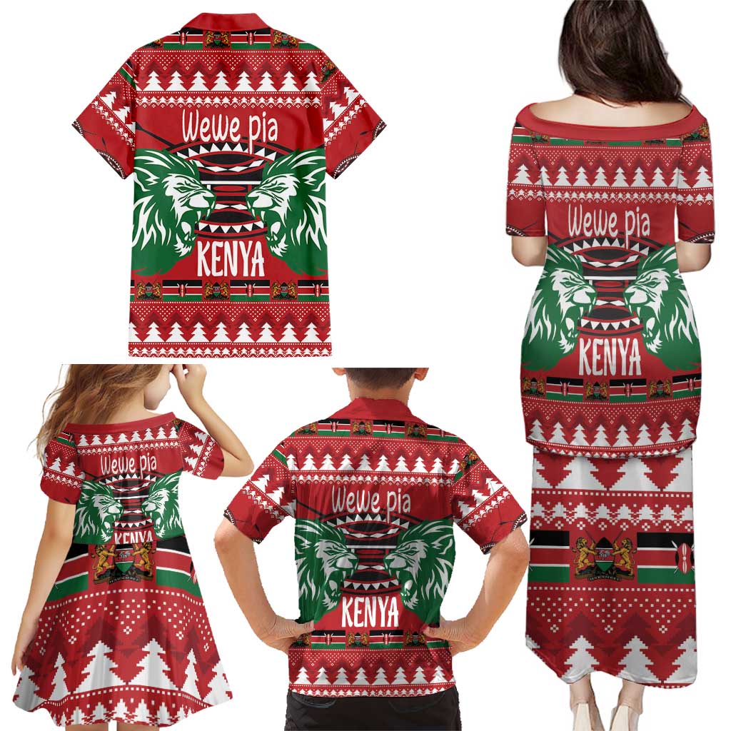 Kenya Christmas Lion Family Matching Puletasi and Hawaiian Shirt Heri ya Krismasi - Wewe pia - Wonder Print Shop