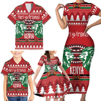 Kenya Christmas Lion Family Matching Short Sleeve Bodycon Dress and Hawaiian Shirt Heri ya Krismasi - Wewe pia - Wonder Print Shop
