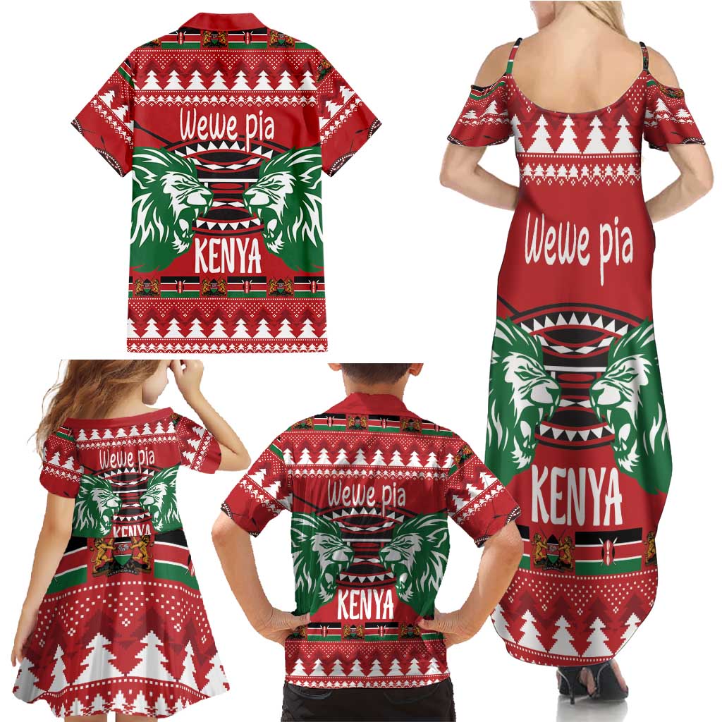 Kenya Christmas Lion Family Matching Summer Maxi Dress and Hawaiian Shirt Heri ya Krismasi - Wewe pia - Wonder Print Shop