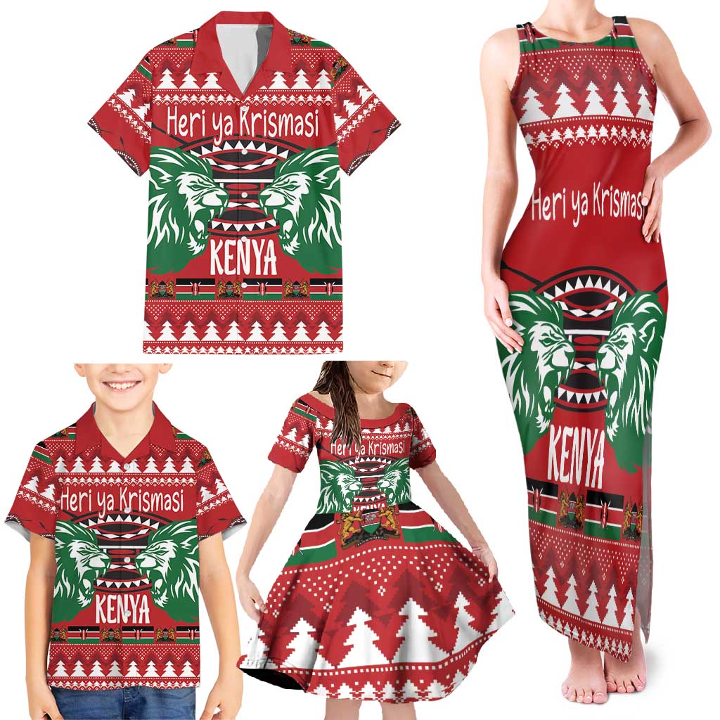 Kenya Christmas Lion Family Matching Tank Maxi Dress and Hawaiian Shirt Heri ya Krismasi - Wewe pia - Wonder Print Shop