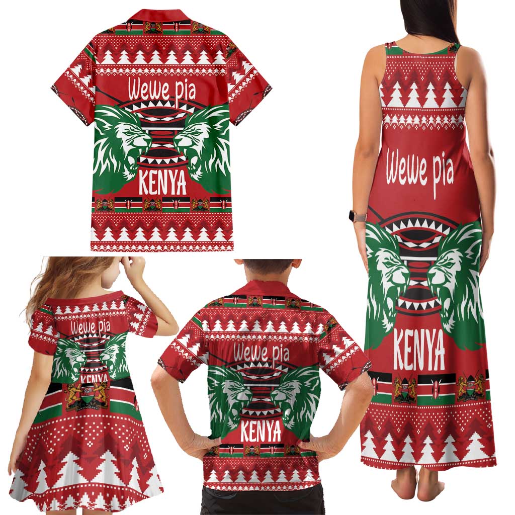Kenya Christmas Lion Family Matching Tank Maxi Dress and Hawaiian Shirt Heri ya Krismasi - Wewe pia - Wonder Print Shop