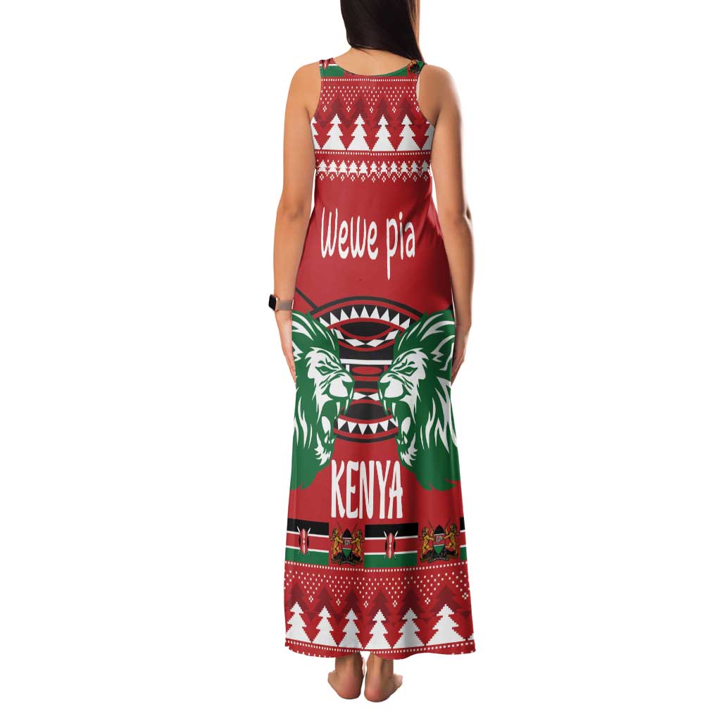 Kenya Christmas Lion Family Matching Tank Maxi Dress and Hawaiian Shirt Heri ya Krismasi - Wewe pia - Wonder Print Shop