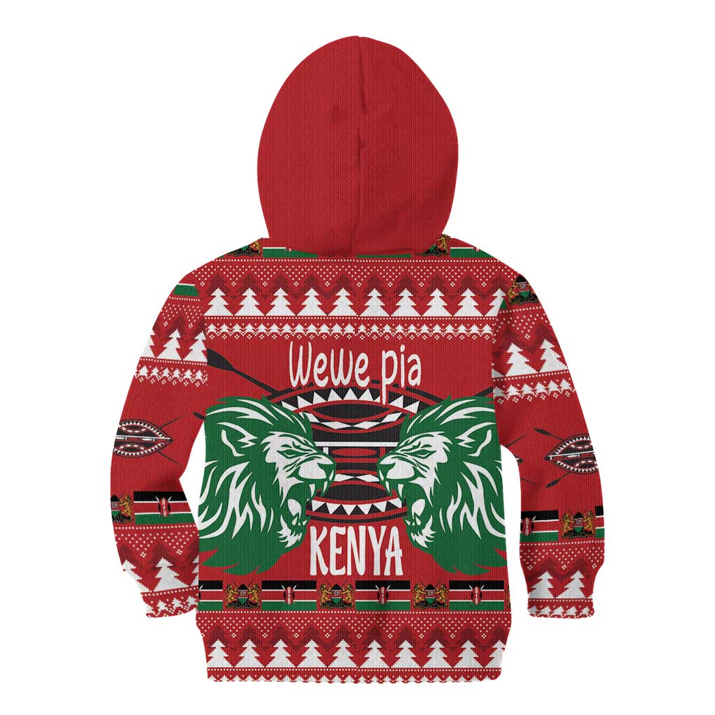 Kenya Christmas Lion Kid Hoodie Heri ya Krismasi - Wewe pia - Wonder Print Shop