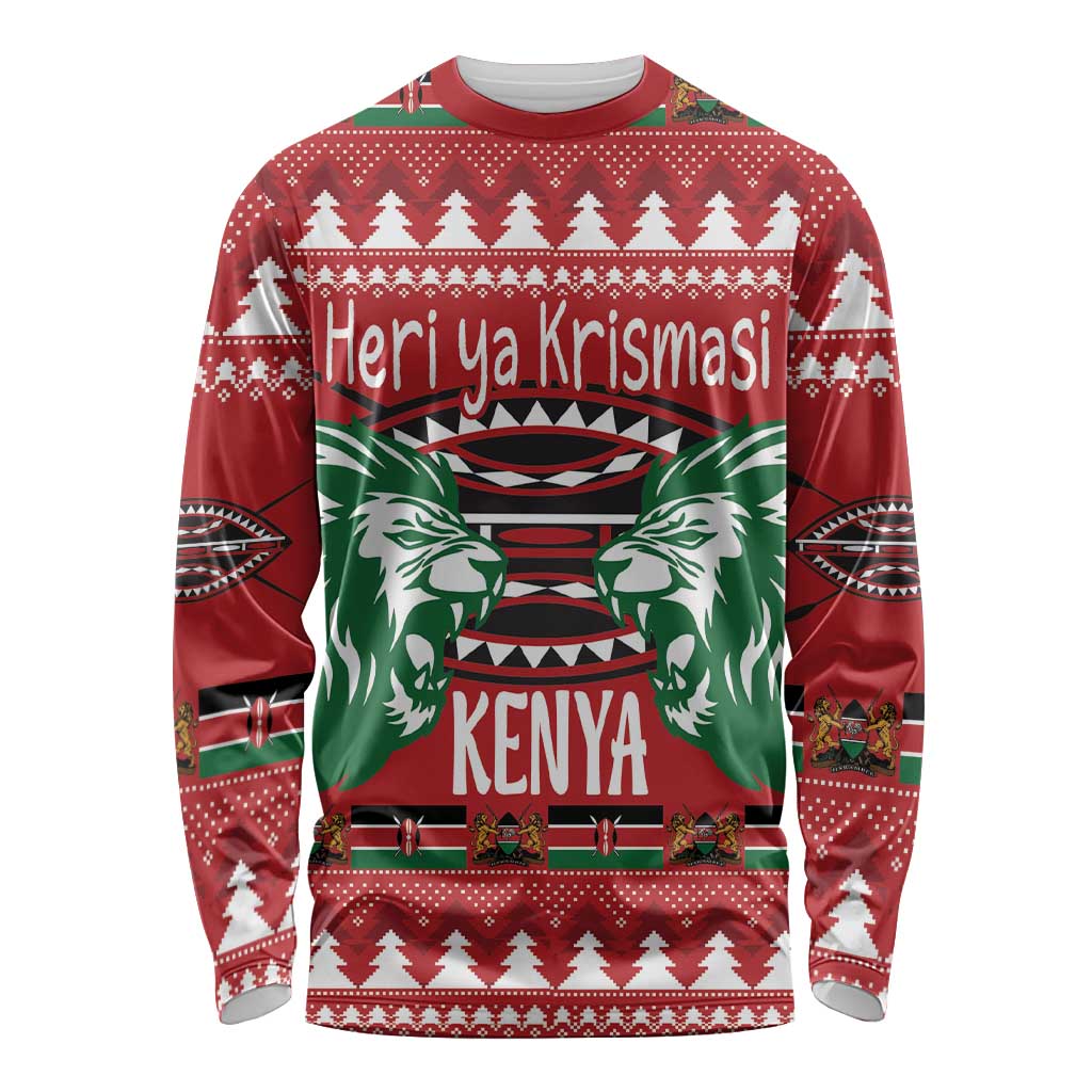 Kenya Christmas Lion Long Sleeve Shirt Heri ya Krismasi - Wewe pia - Wonder Print Shop