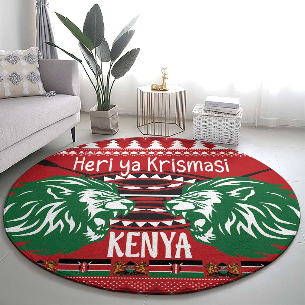 Kenya Christmas Lion Round Carpet Heri ya Krismasi - Wewe pia