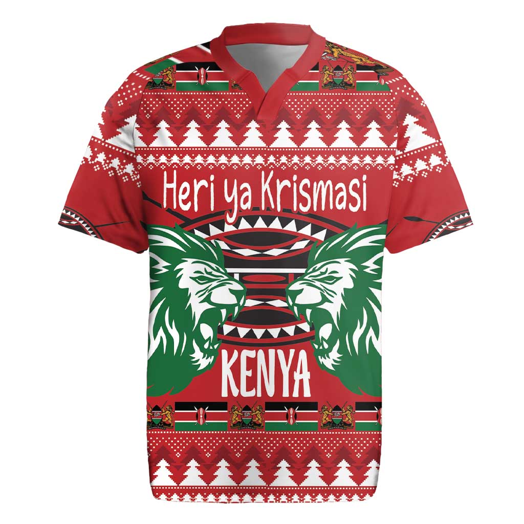 Kenya Christmas Lion Rugby Jersey Heri ya Krismasi - Wewe pia - Wonder Print Shop