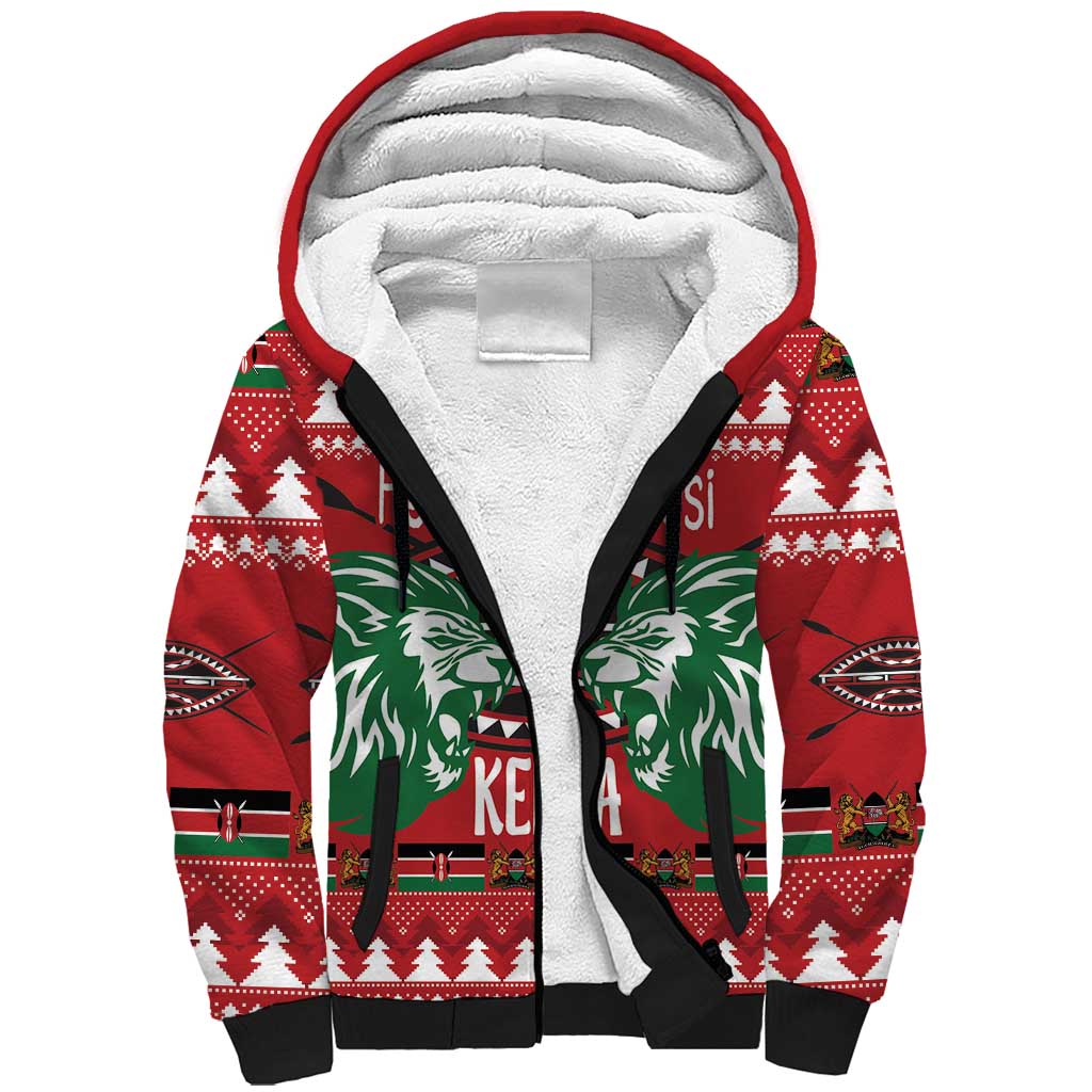 Kenya Christmas Lion Sherpa Hoodie Heri ya Krismasi - Wewe pia - Wonder Print Shop