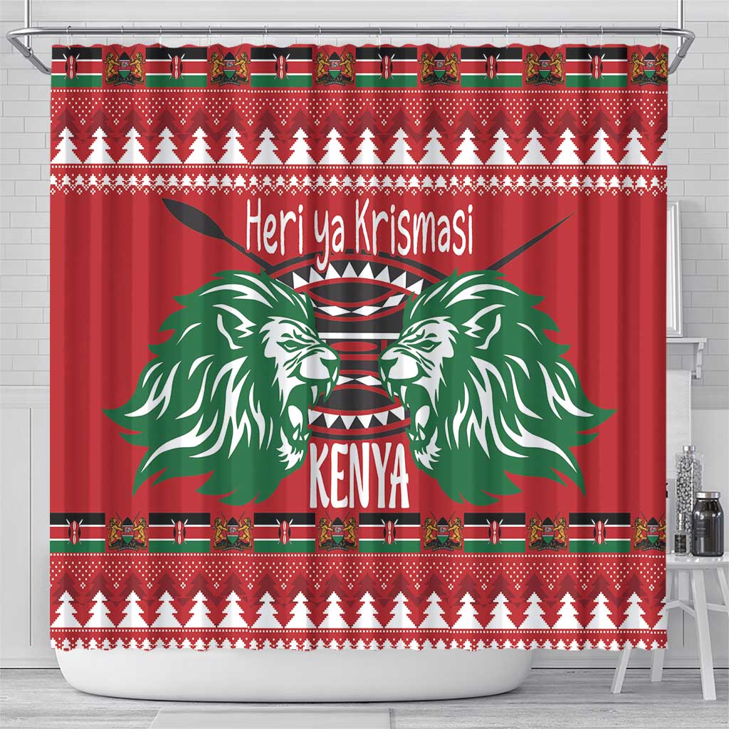 Kenya Christmas Lion Shower Curtain Heri ya Krismasi - Wewe pia