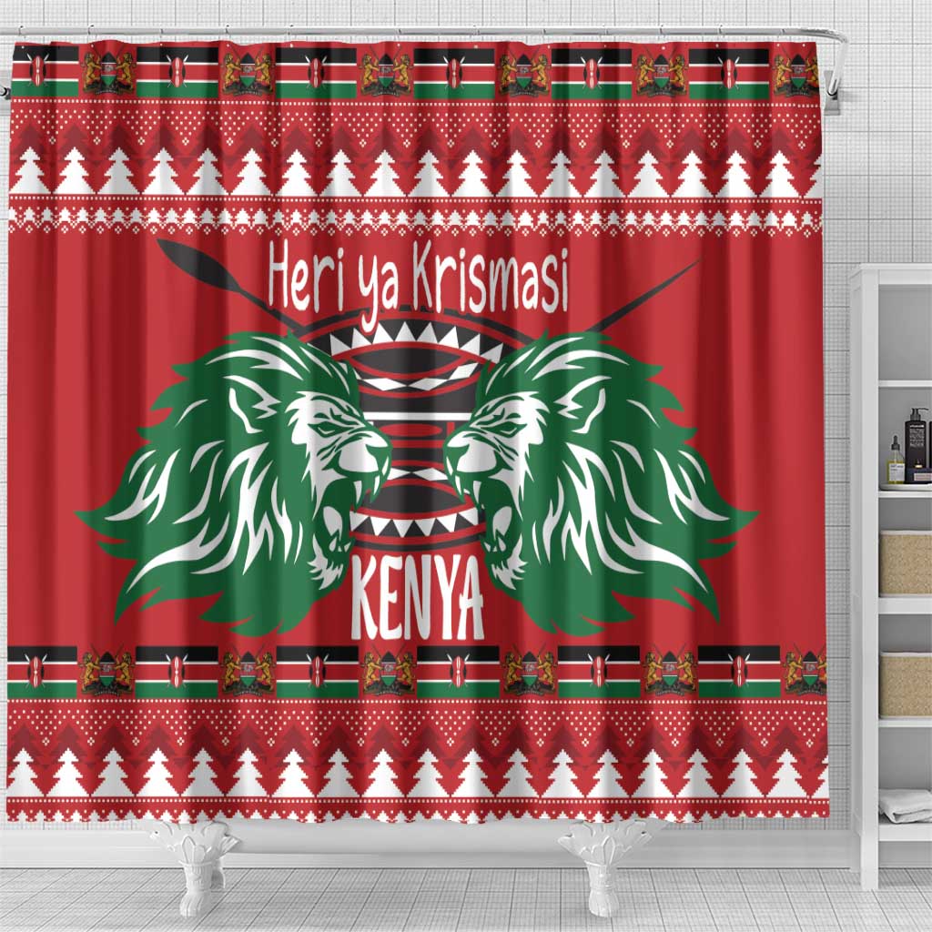 Kenya Christmas Lion Shower Curtain Heri ya Krismasi - Wewe pia