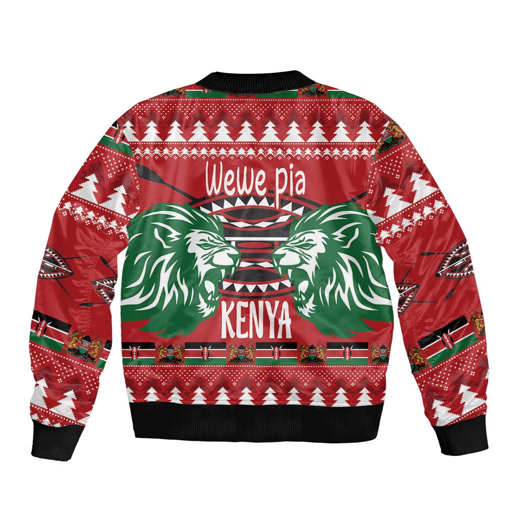 Kenya Christmas Lion Sleeve Zip Bomber Jacket Heri ya Krismasi - Wewe pia - Wonder Print Shop