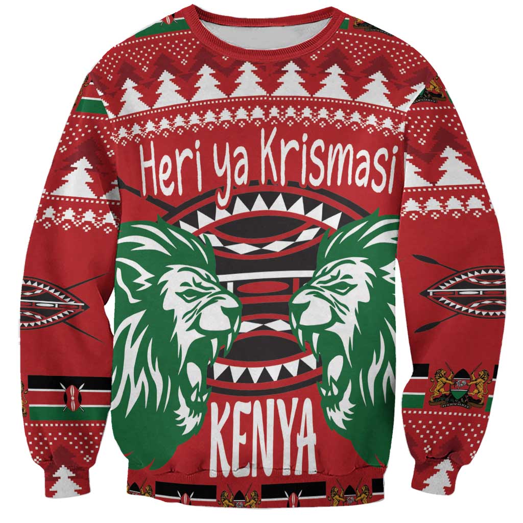 Kenya Christmas Lion Sweatshirt Heri ya Krismasi - Wewe pia - Wonder Print Shop