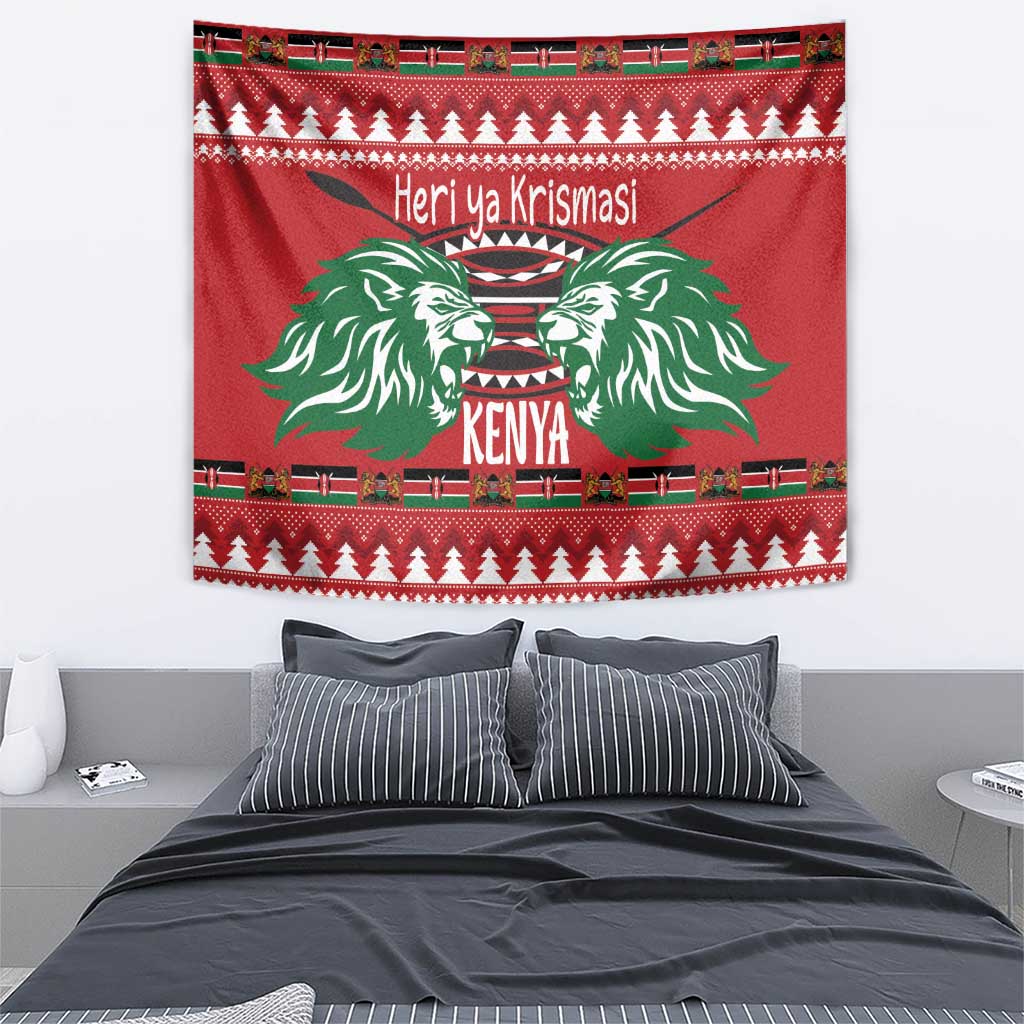 Kenya Christmas Lion Tapestry Heri ya Krismasi - Wewe pia - Wonder Print Shop