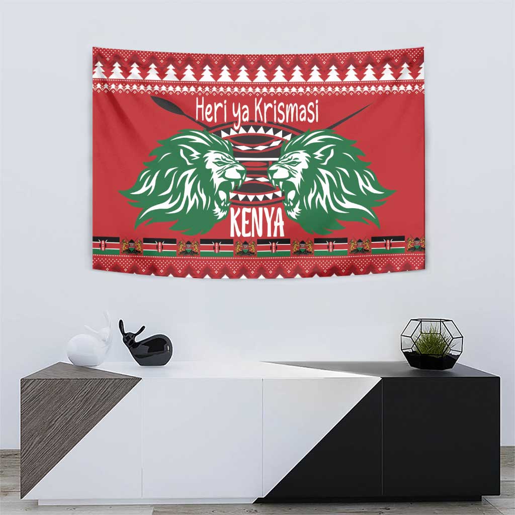 Kenya Christmas Lion Tapestry Heri ya Krismasi - Wewe pia - Wonder Print Shop