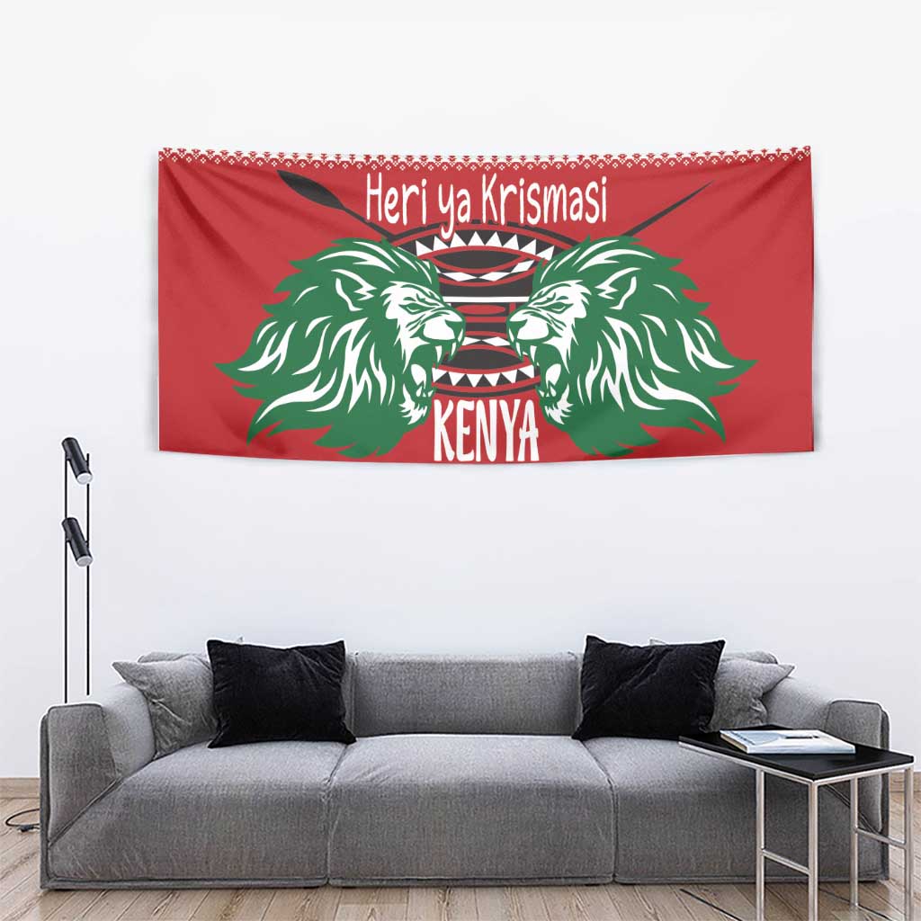 Kenya Christmas Lion Tapestry Heri ya Krismasi - Wewe pia - Wonder Print Shop