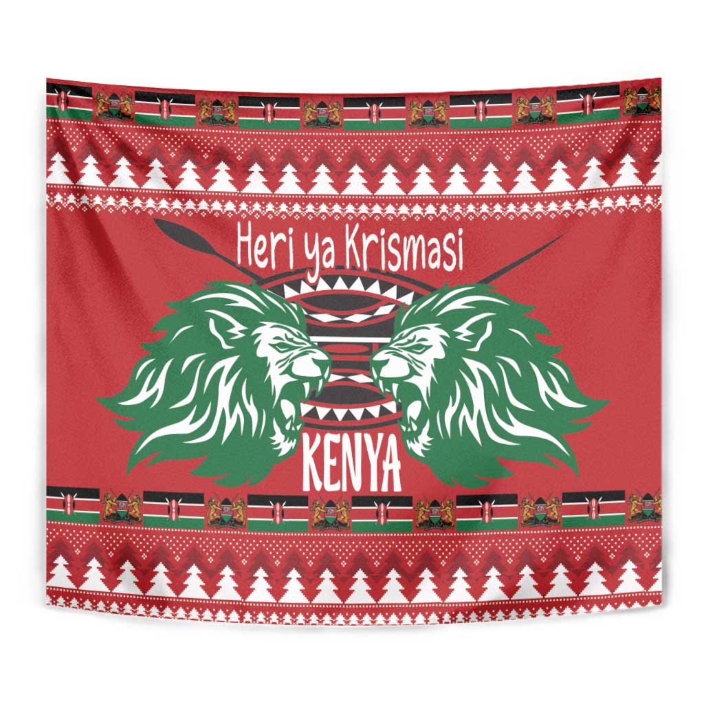 Kenya Christmas Lion Tapestry Heri ya Krismasi - Wewe pia - Wonder Print Shop