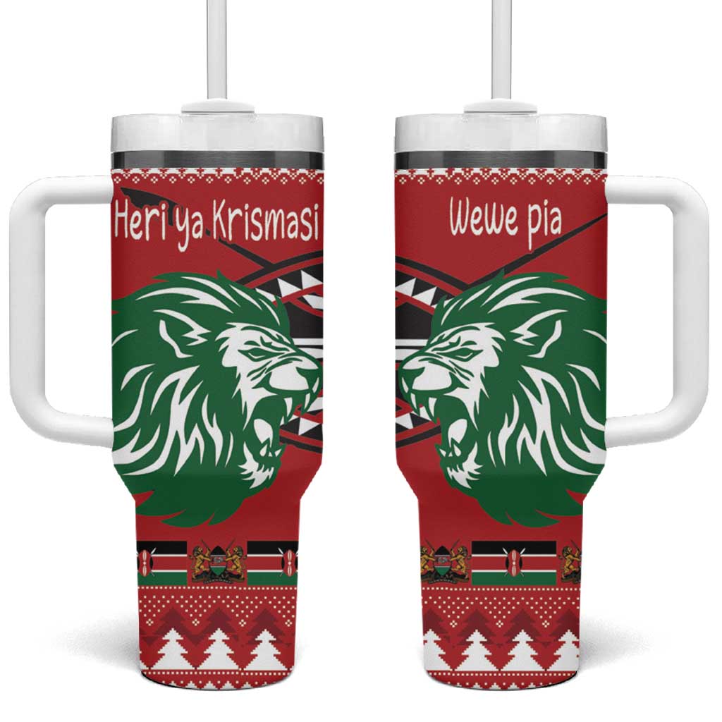 Kenya Christmas Lion Tumbler With Handle Heri ya Krismasi - Wewe pia - Wonder Print Shop
