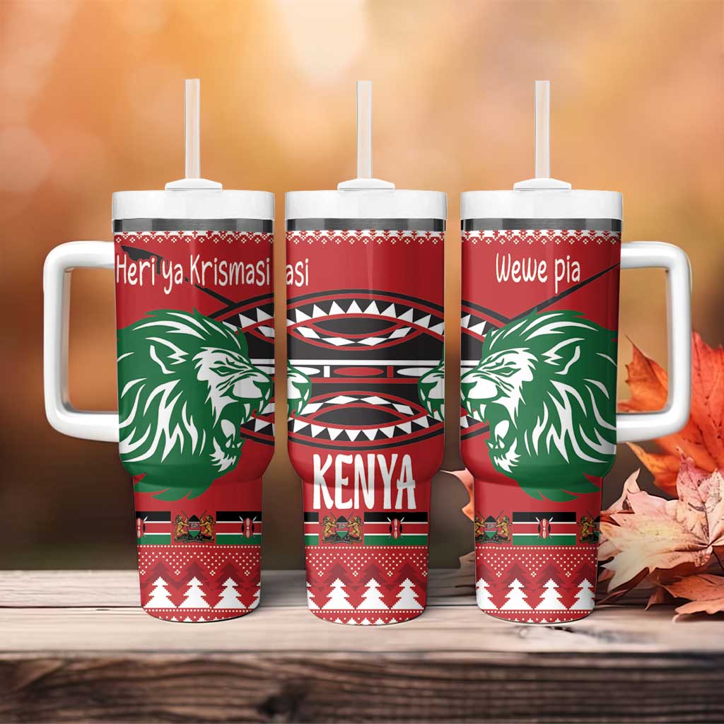Kenya Christmas Lion Tumbler With Handle Heri ya Krismasi - Wewe pia - Wonder Print Shop