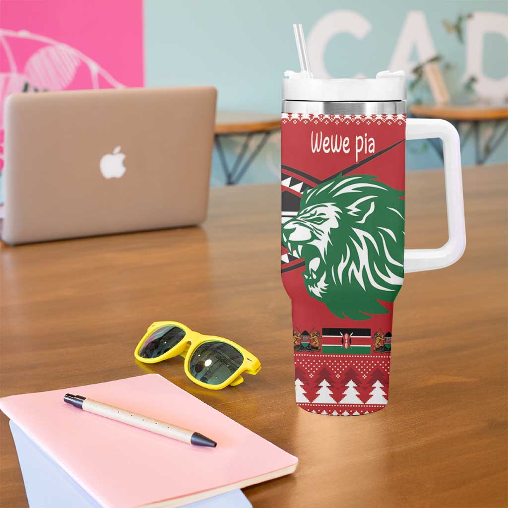 Kenya Christmas Lion Tumbler With Handle Heri ya Krismasi - Wewe pia - Wonder Print Shop
