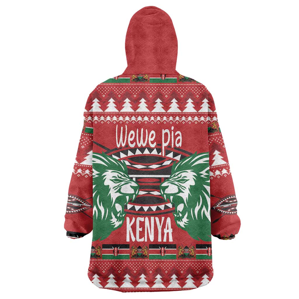 Kenya Christmas Lion Wearable Blanket Hoodie Heri ya Krismasi - Wewe pia - Wonder Print Shop