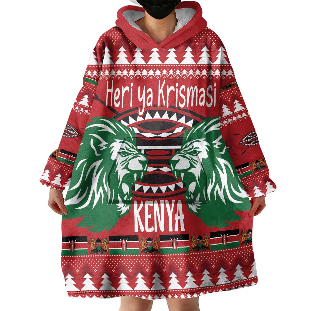 Kenya Christmas Lion Wearable Blanket Hoodie Heri ya Krismasi - Wewe pia - Wonder Print Shop