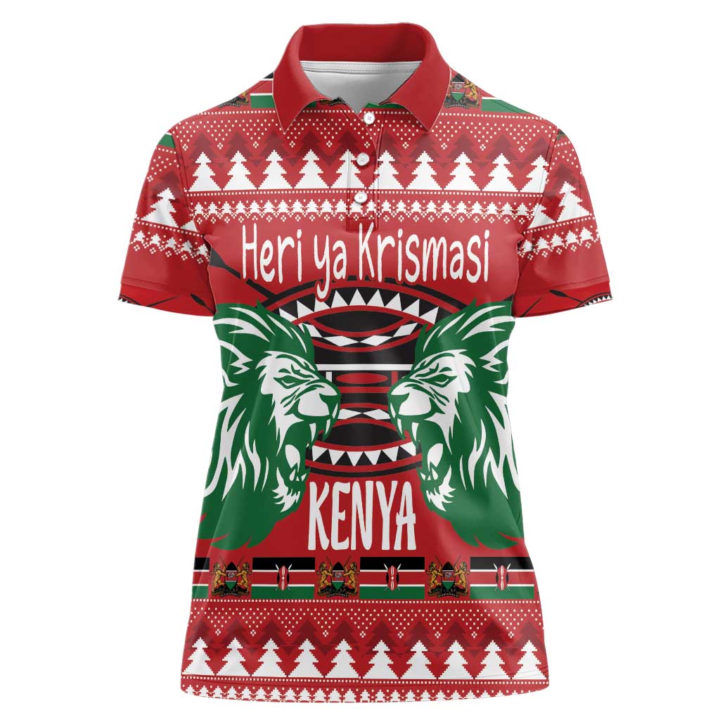 Kenya Christmas Lion Women Polo Shirt Heri ya Krismasi - Wewe pia - Wonder Print Shop