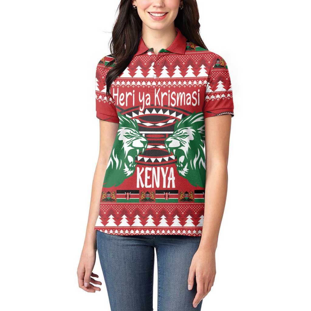 Kenya Christmas Lion Women Polo Shirt Heri ya Krismasi - Wewe pia - Wonder Print Shop