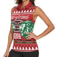 Kenya Christmas Lion Women Sleeveless Polo Shirt Heri ya Krismasi - Wewe pia - Wonder Print Shop