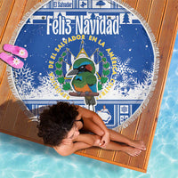 El Salvador Christmas Beach Blanket The Torogoz Cartoon With Coat Of Arms - Wonder Print Shop