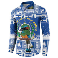 El Salvador Christmas Button Sweatshirt The Torogoz Cartoon With Coat Of Arms - Wonder Print Shop